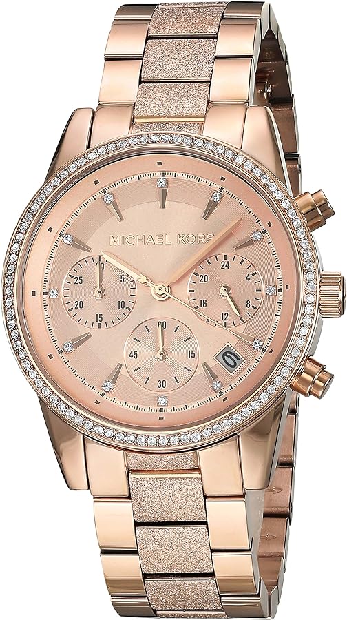 Michael Kors Ritz Chronograph Rose Gold Dial Rose Gold Steel Strap Watch For Women - MK6598 Buy Now By Michael Kors