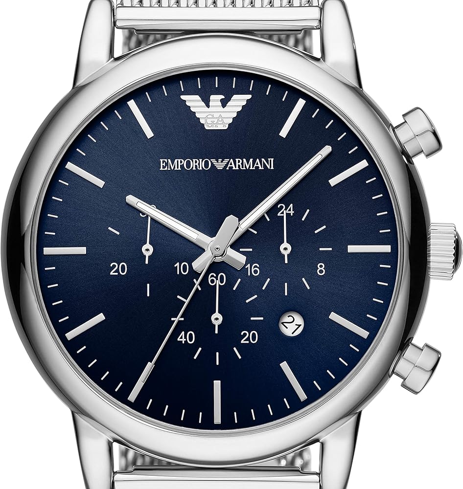 Emporio Armani Luigi Chronograph Blue Dial Silver Mesh Bracelet Watch For Men - AR80038 Buy Now By Emporio Armani