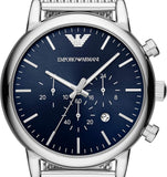Emporio Armani Luigi Chronograph Blue Dial Silver Mesh Bracelet Watch For Men - AR80038 Buy Now By Emporio Armani