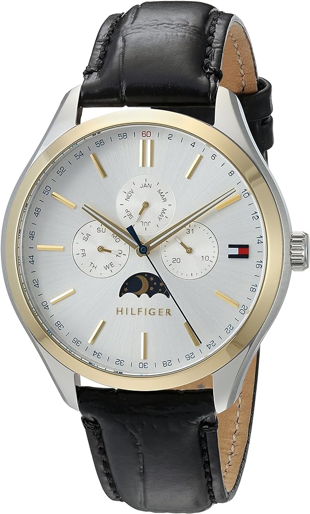 Tommy Hilfiger Oliver Analog Silver Dial Black Leather Strap Watch for Men - 1791305 Buy Now By Tommy Hilfiger