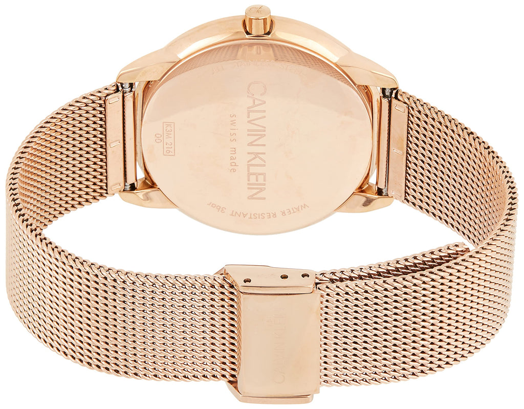 Calvin Klein Minimal Black Dial Rose Gold Mesh Bracelet Watch for Men - K3M21621 Buy Now By Calvin Klein