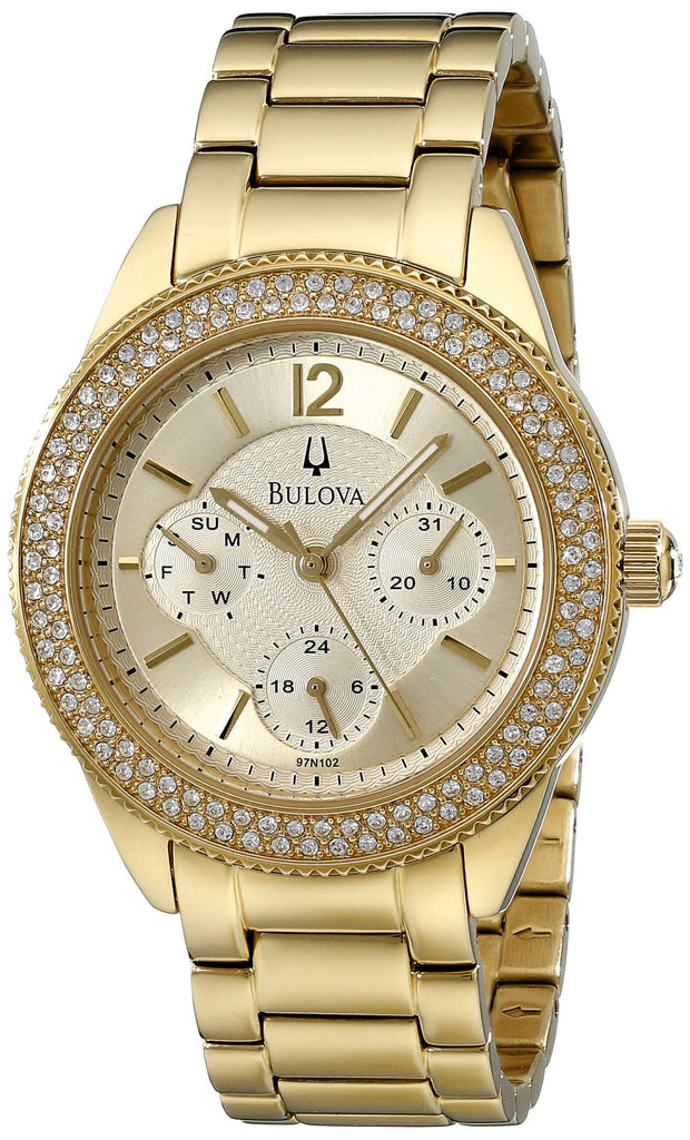 Bulova Multi Function Gold Dial Gold Steel Strap Watch for Women - 97N102 Buy Now By Bulova