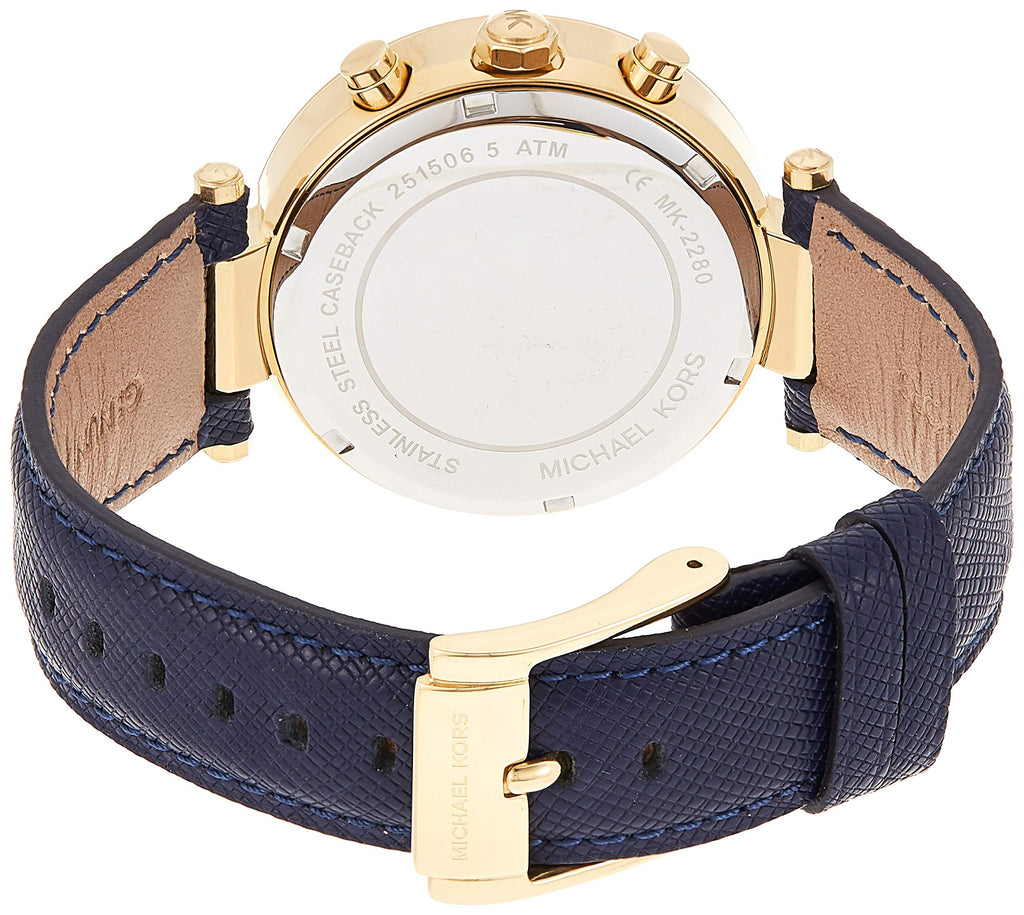 Michael Kors Parker Gold Dial Blue Leather Strap Watch for Women - MK2280 Buy Now By Michael Kors