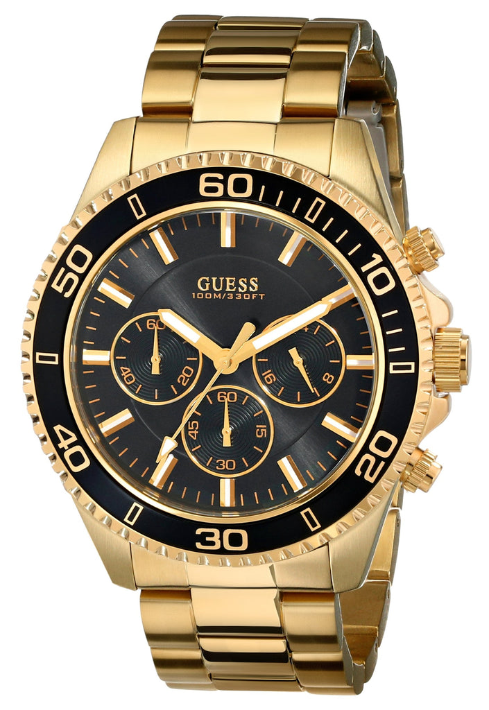 Guess Chaser Chronograph Black Dial Gold Steel Strap Watch for Men - W0170G2 Buy Now By Guess