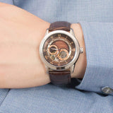 Bulova Classic Skeleton Automatic Brown Dial Brown Leather Strap Watch for Men - 96A120 Buy Now By Bulova