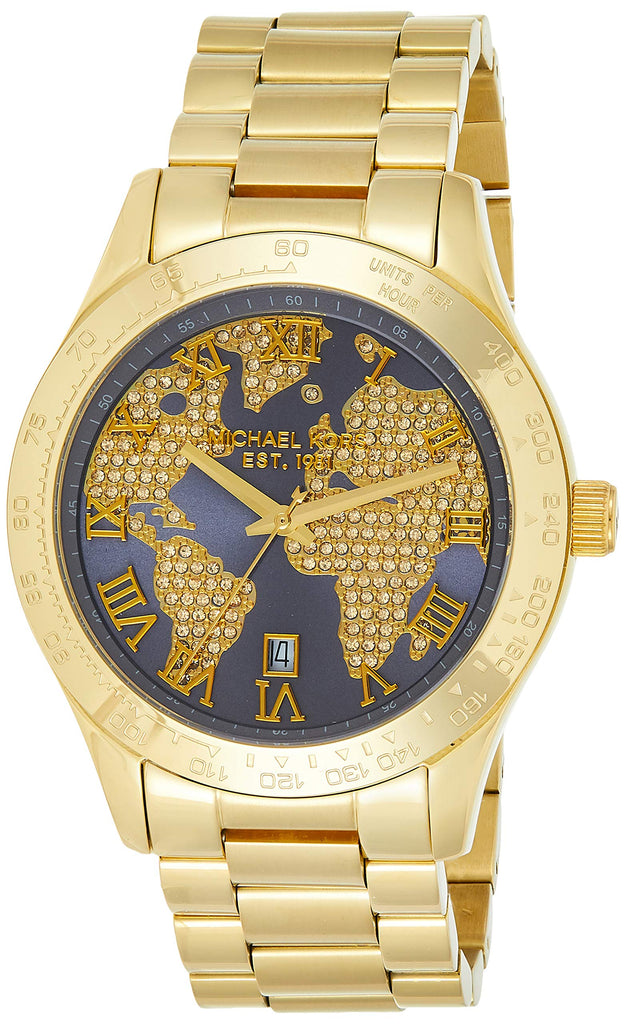 Michael Kors Layton Pave Blue Dial Gold Steel Strap Watch for Women - MK6243 Buy Now By Michael Kors