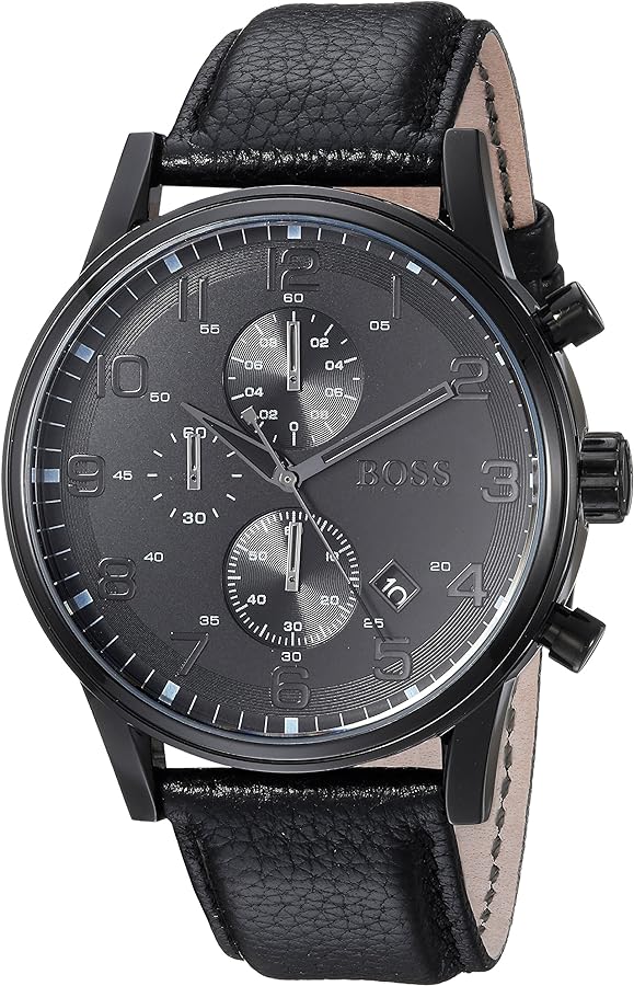 Hugo Boss Blackout Chronograph Black Dial Black Leather Strap Watch For Men - HB1512567 Buy Now By Hugo Boss