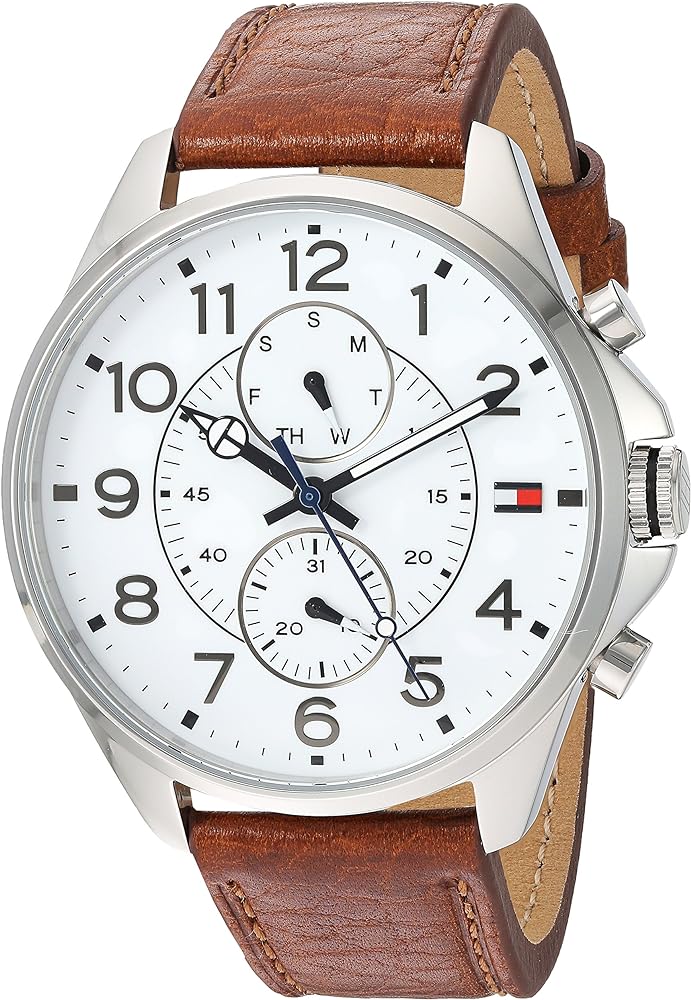 Tommy Hilfiger Dean Quartz Multifunction White Dial Brown Leather Strap Watch for Men - 1791274 Buy Now By Tommy Hilfiger