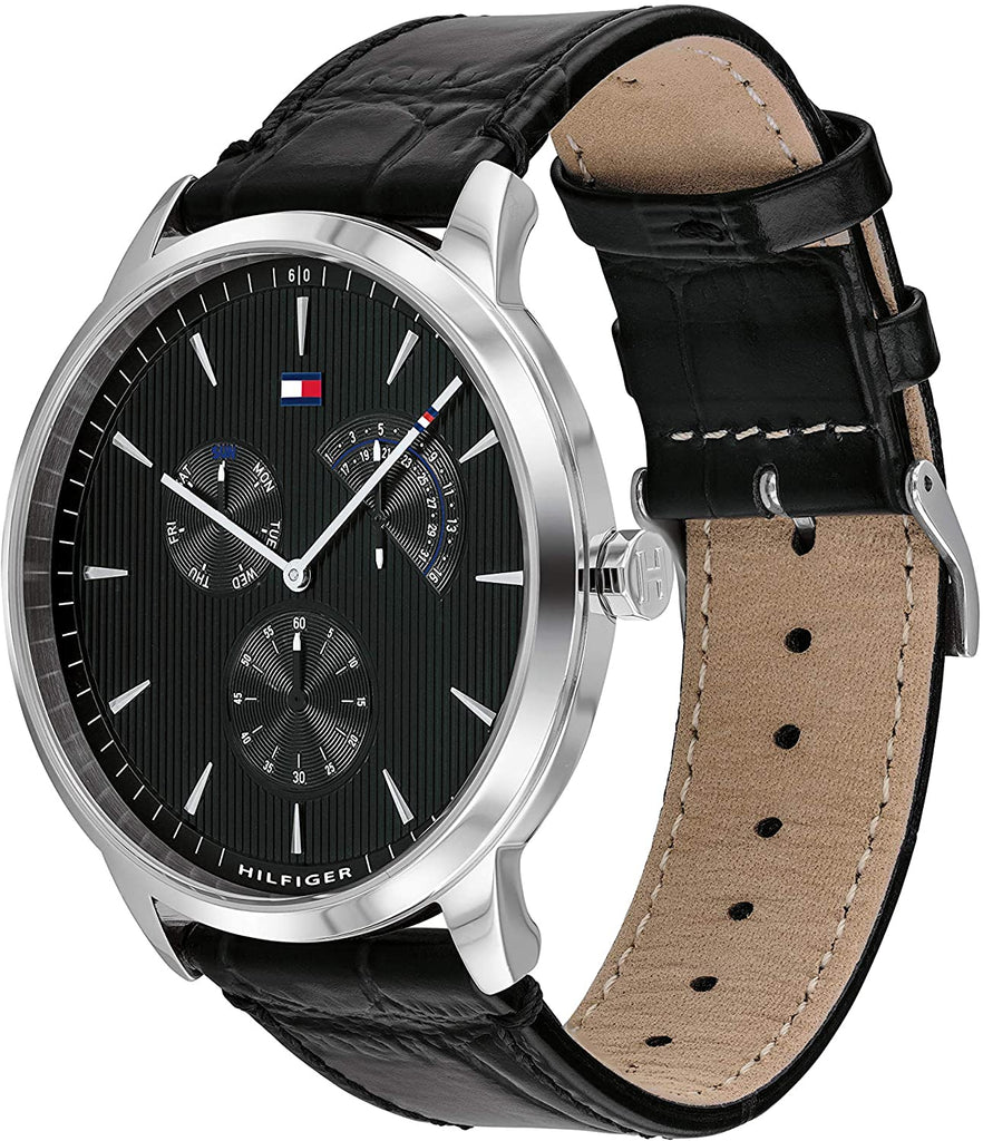 Tommy Hilfiger Brad Chronograph Black Dial Black Leather Strap Watch For Men - 1710391 Buy Now By Tommy Hilfiger