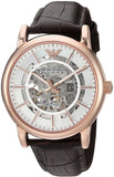 Emporio Armani Meccanico Silver Skeleton Dial Brown Leather Strap Watch For Men - AR1983 Buy Now By Emporio Armani