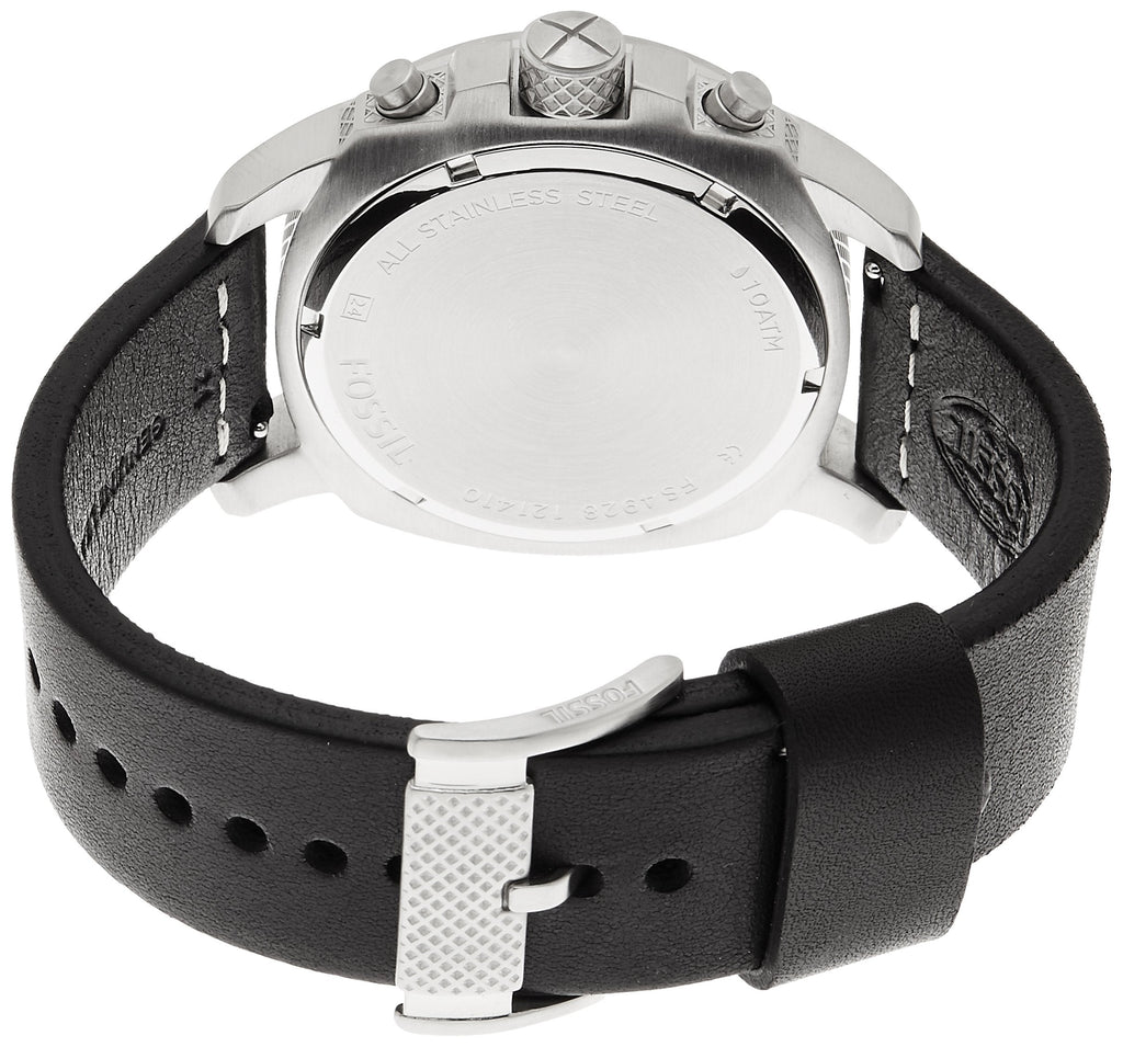 Fossil Modern Machine Chronograph Black Dial Black Leather Strap Watch for Men - FS4928 Buy Now By Fossil