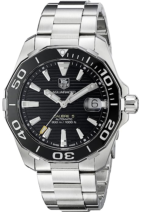 Tag Heuer Aquaracer Black Dial Silver Steel Strap Strap Watch for Men - WAY201A.BA0927 Buy Now By Tag Heuer