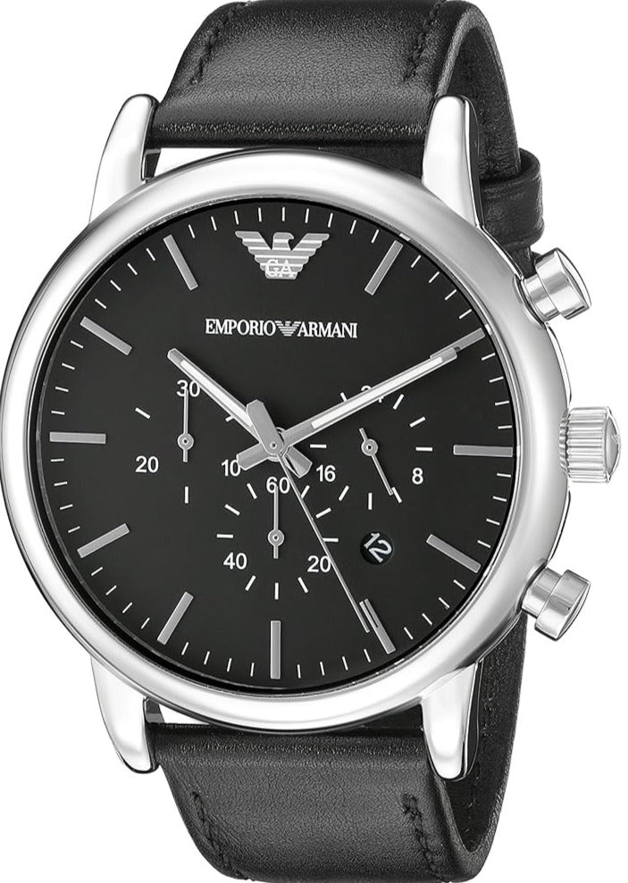 Emporio Armani Dress Analog Black Dial Black Leather Strap Watch For Men - AR8029 Buy Now By Emporio Armani