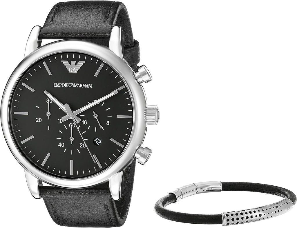 Emporio Armani Dress Analog Black Dial Black Leather Strap Watch For Men - AR8029 Buy Now By Emporio Armani