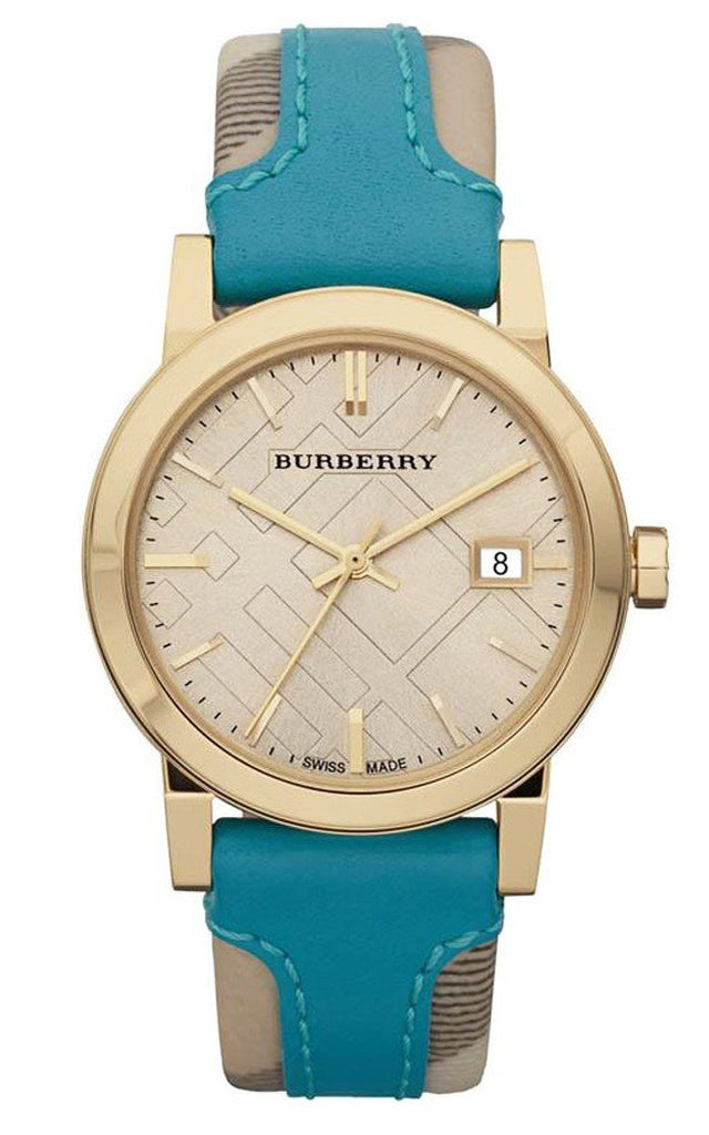 Burberry Heritage Gold Dial Blue Leather Strap Watch for Women - BU9112 Buy Now By Burberry