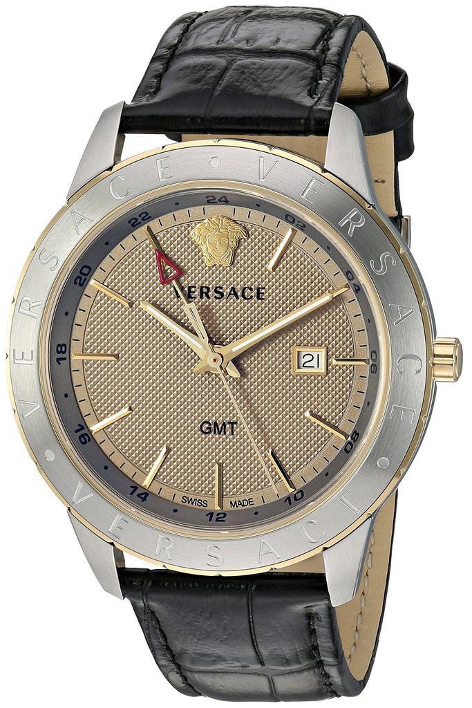 Versace Univers Beige Dial Black Leather Strap Watch for Men - VEBK00218 Buy Now By Versace