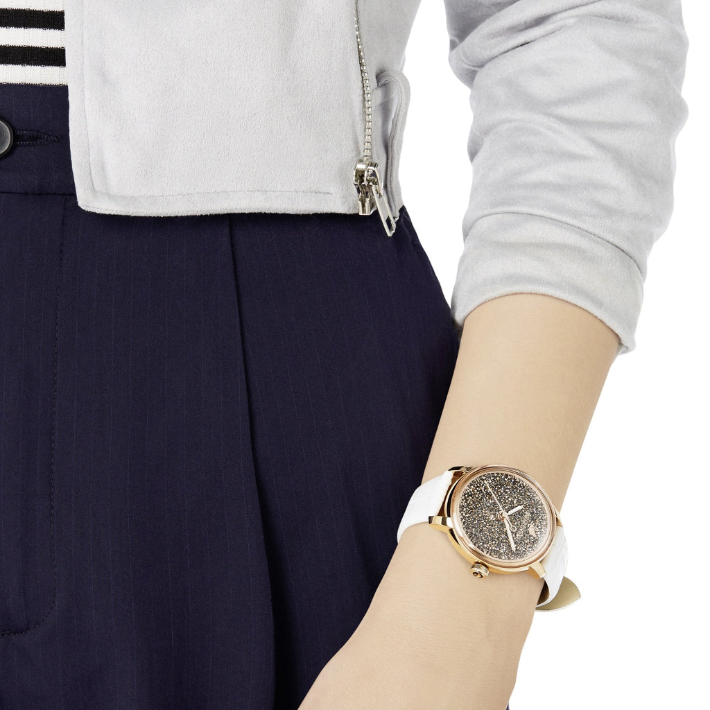 Swarovski Crystalline Hours Quartz Grey Dial Black Leather Strap Watch for Women - 5344635 Buy Now By Swarovski