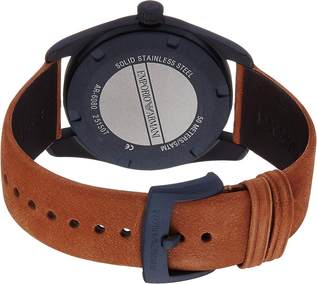 Emporio Armani Sportivo Analog Brown Dial Brown Leather Strap Watch For Men - AR6080 Buy Now By Emporio Armani