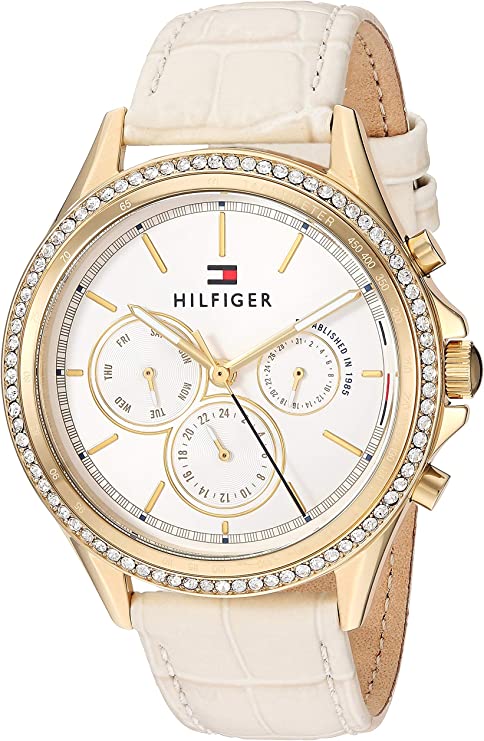 Tommy Hilfiger Ari Diamonds White Dial Cream Leather Strap Watch for Women - 1781982 Buy Now By Tommy Hilfiger