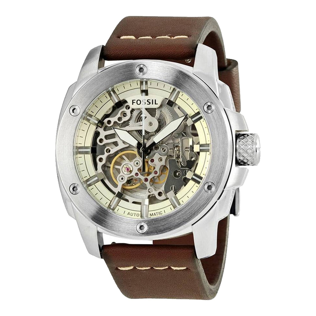 Fossil Modern Machine Automatic Skeleton White Dial Brown Leather Strap Watch for Women - ME3083 Buy Now By Fossil