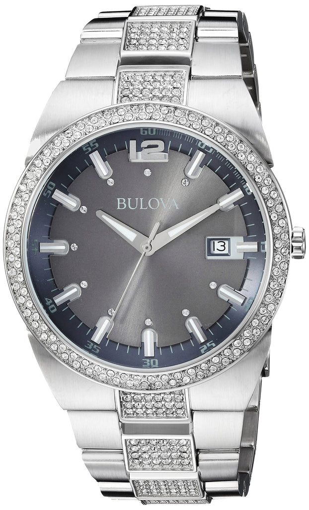 Bulova Crystal Collection Brown Dial Silver Steel Strap Watch for Men - 96B221 Buy Now By Bulova