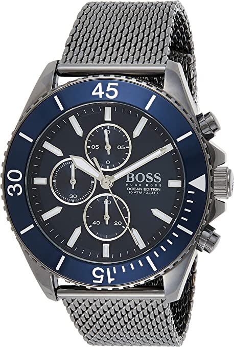 Hugo Boss Ocean Edition Blue Dial Black Mesh Bracelet Watch for Men - 1513702 Buy Now By Hugo Boss