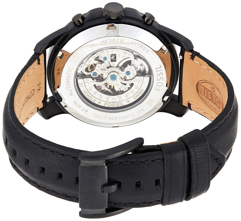 Fossil Grant Automatic Black Dial Black Leather Strap Watch for Men - ME3028 Buy Now By Fossil
