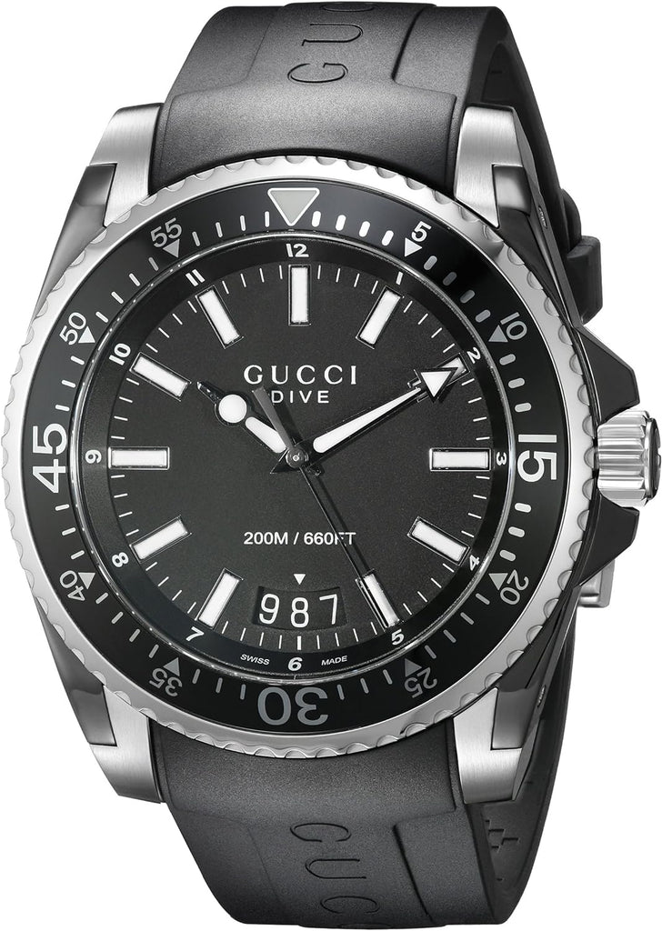 Gucci Dive Analog Quartz Black Dial Black Rubber Strap Watch For Men - YA136204 Buy Now By Gucci