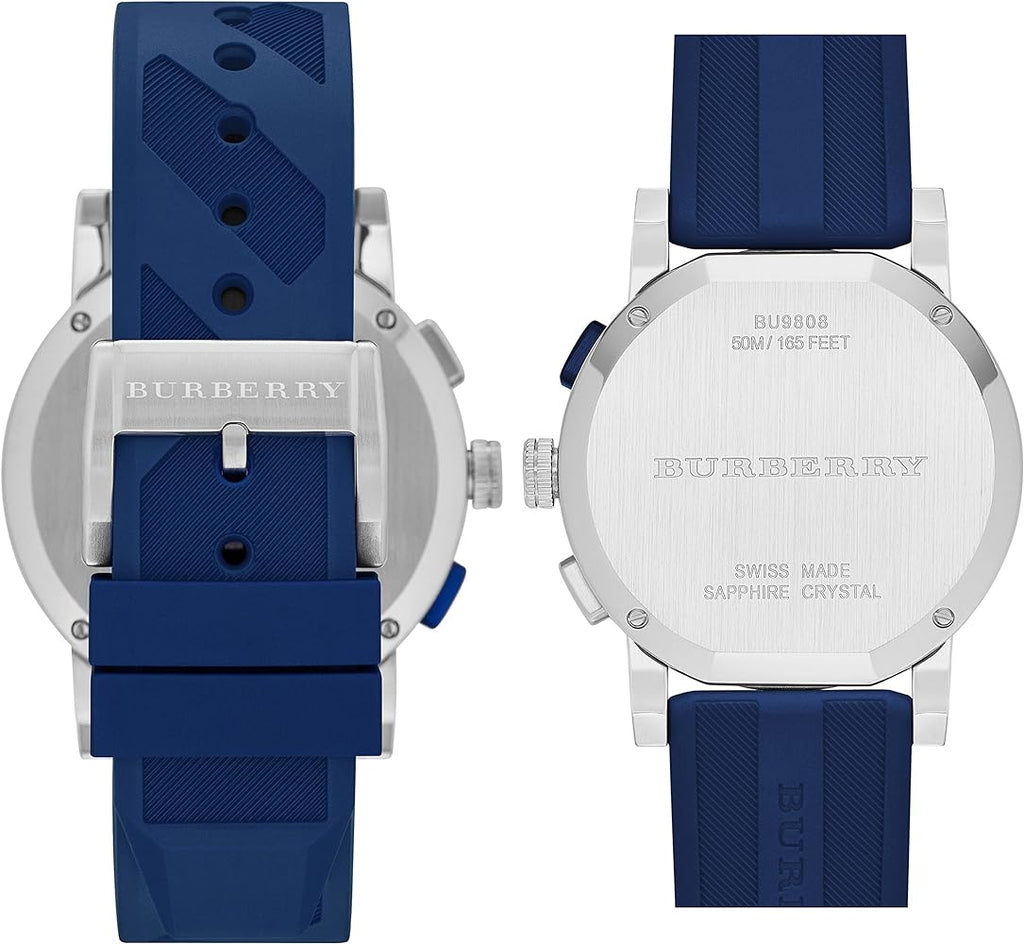 Burberry City Sport Chronograph White Dial Blue Rubber Strap Watch For Men - BU9808 Buy Now By Burberry