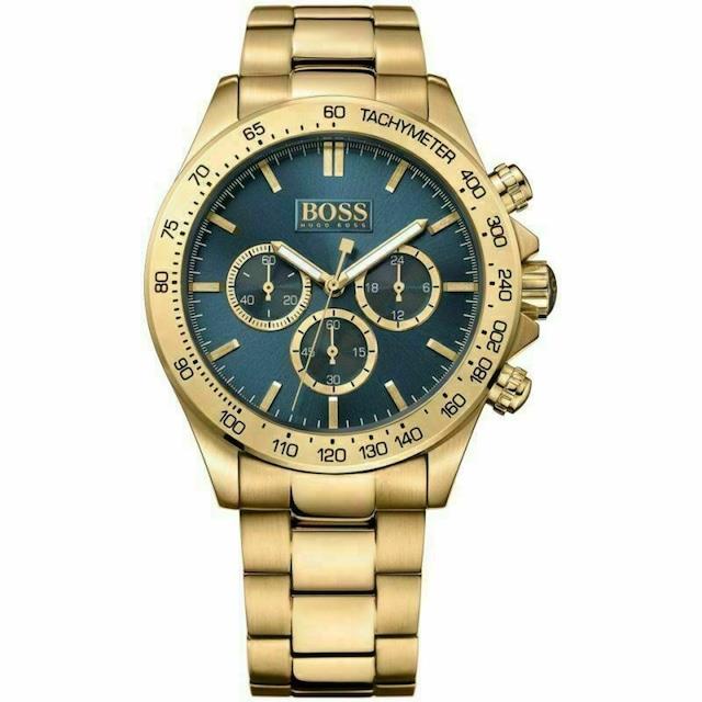 Hugo Boss Allure Chronograph Green Dial Gold Steel Strap Watch for Men - 1513923 Buy Now By Hugo Boss