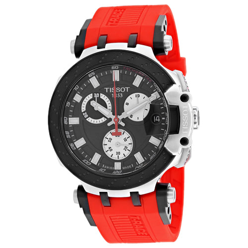 Tissot T Race Chronograph Black Dial Red Silicone Strap Watch For Men - T115.417.27.051.00 Buy Now By Tissot
