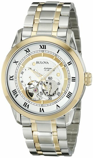 Bulova BVA Skeleton Silver Dial Two Tone Steel Strap Watch for Men - 98A123 Buy Now By Bulova