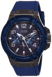 Guess Rigor Analog Blue Dial Blue Rubber Strap Watch For Men - W0248G5 Buy Now By Guess