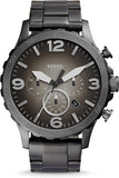 Fossil Nate Chronograph Gunmetal Dial Grey Steel Strap Watch for Men - JR1437