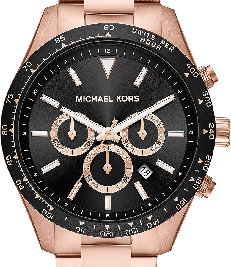 Michael Kors Layton Chronograph Black Dial Rose Gold Steel Strap Watch For Men - MK8824 Buy Now By Michael Kors