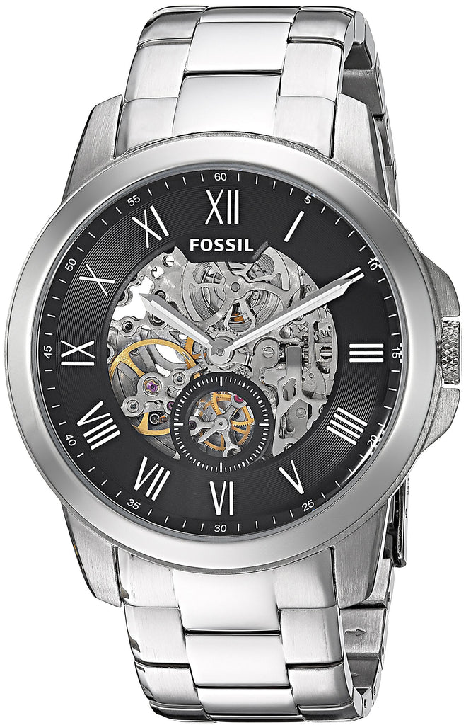 Fossil Grant Skeleton Black Dial Silver Steel Strap Watch for Men - ME3055 Buy Now By Fossil