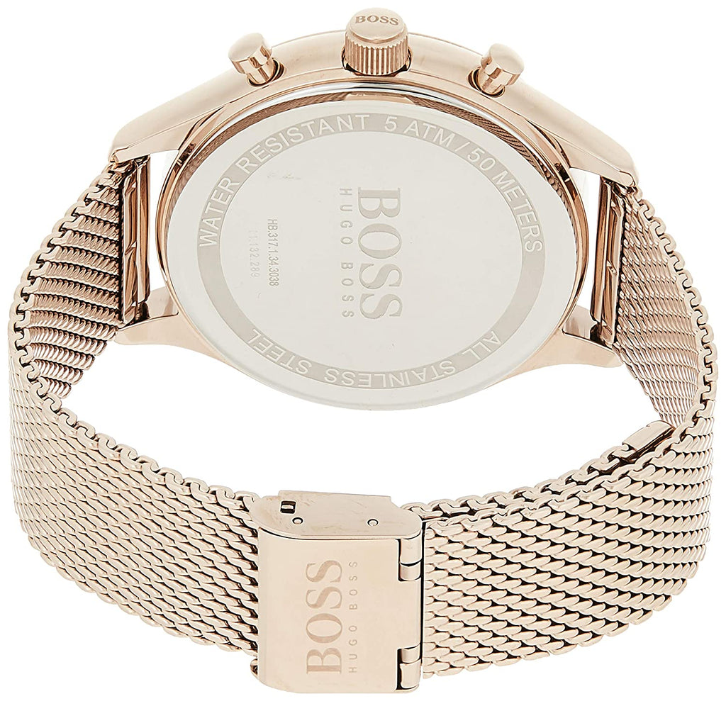 Hugo Boss Companion Quartz Black Dial Rose Gold Mesh Bracelet Watch For Men - HB1513548 Buy Now By Hugo Boss