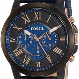Fossil Grant Chronograph Black Dial Blue Leather Strap Watch for Men - FS5061 Buy Now By Fossil