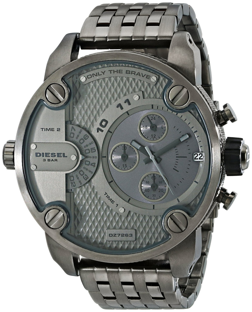 Diesel Little Daddy Dual Time Chronograph Grey Dial Stainless Steel Strap Watch For Men - DZ7263 Buy Now By Diesel