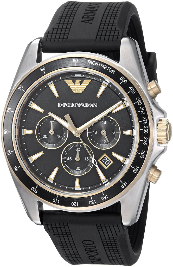 Emporio Armani Sigma Chronograph lack Dial Black Rubber Strap Watch For Men - AR80003 Buy Now By Emporio Armani
