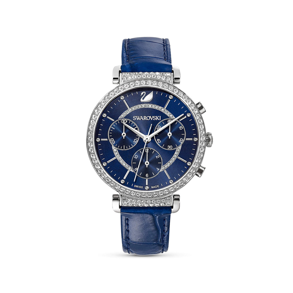 Swarovski Passage Chrono Crystal Blue Dial Blue Leather Strap Watch for Women - 5580342 Buy Now By Swarovski