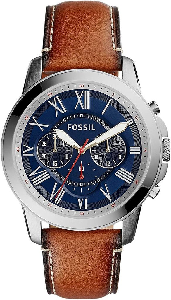 Fossil Grant Chronograph Blue Dial Brown Leather Strap Watch for Men - FS5210 Buy Now By Fossil