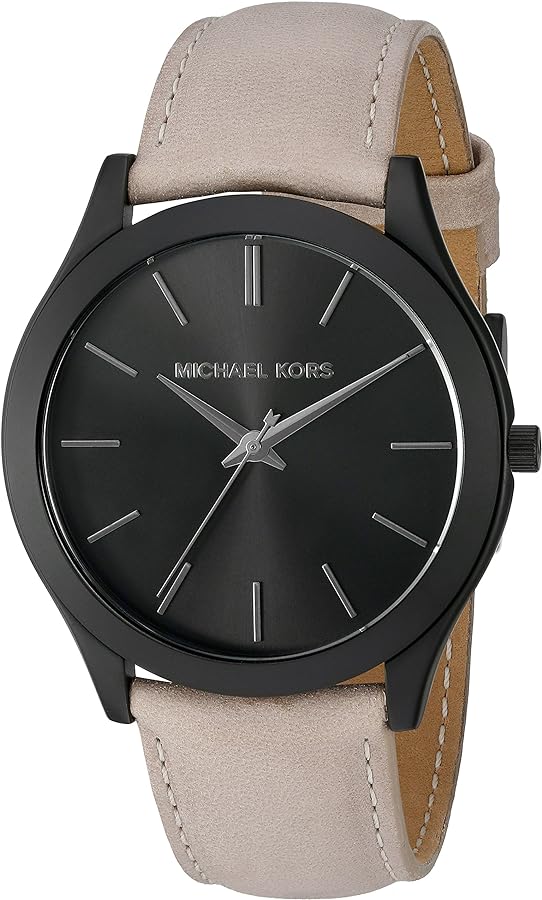 Michael Kors Slim Runway Black Dial Beige Leather Strap Watch For Men - MK8510 Buy Now By Michael Kors