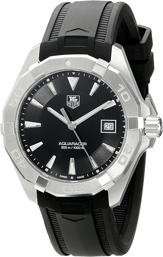Tag Heuer Aquaracer Caliber 5 Automatic Black Dial Black Rubber Strap Watch for Men - WAY2113.FT8021 Buy Now By Tag Heuer