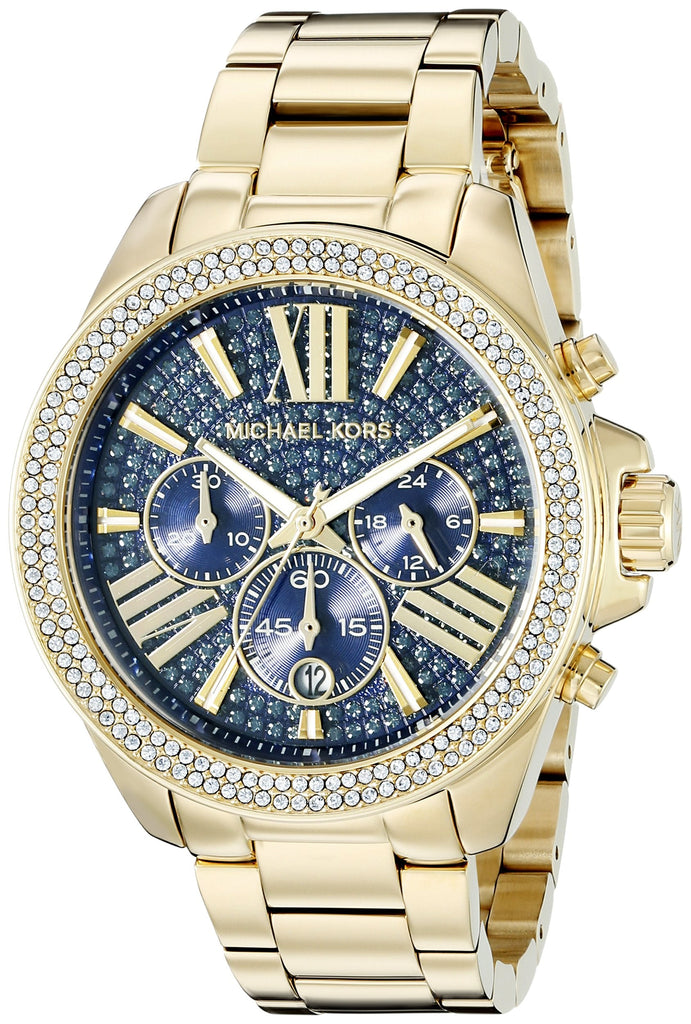 Michael Kors Wren Chronograph Crystal Pave Gold Dial Gold Steel Strap Watch for Women - MK6095 Buy Now By Michael Kors