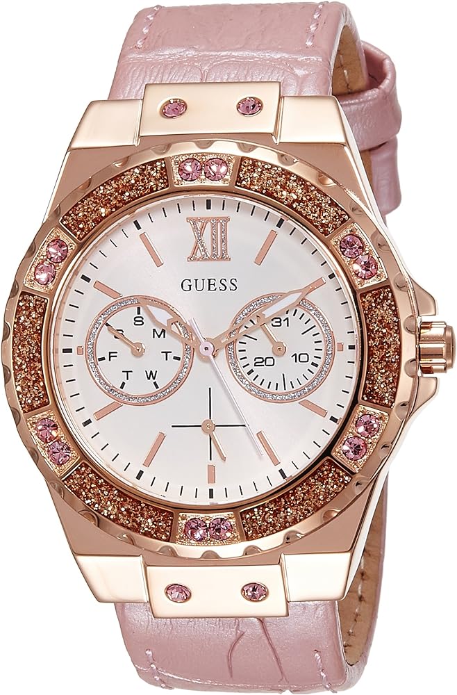 Guess Limelight Quartz Analog White Dial Pink Leather Strap Watch For Women - W0775l3 Buy Now By Guess