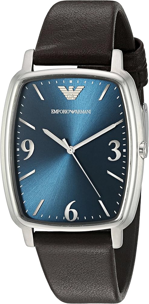 Emporio Armani Retro Quartz Blue Dial Black Leather Strap Watch For Men - AR2491 Buy Now By Emporio Armani