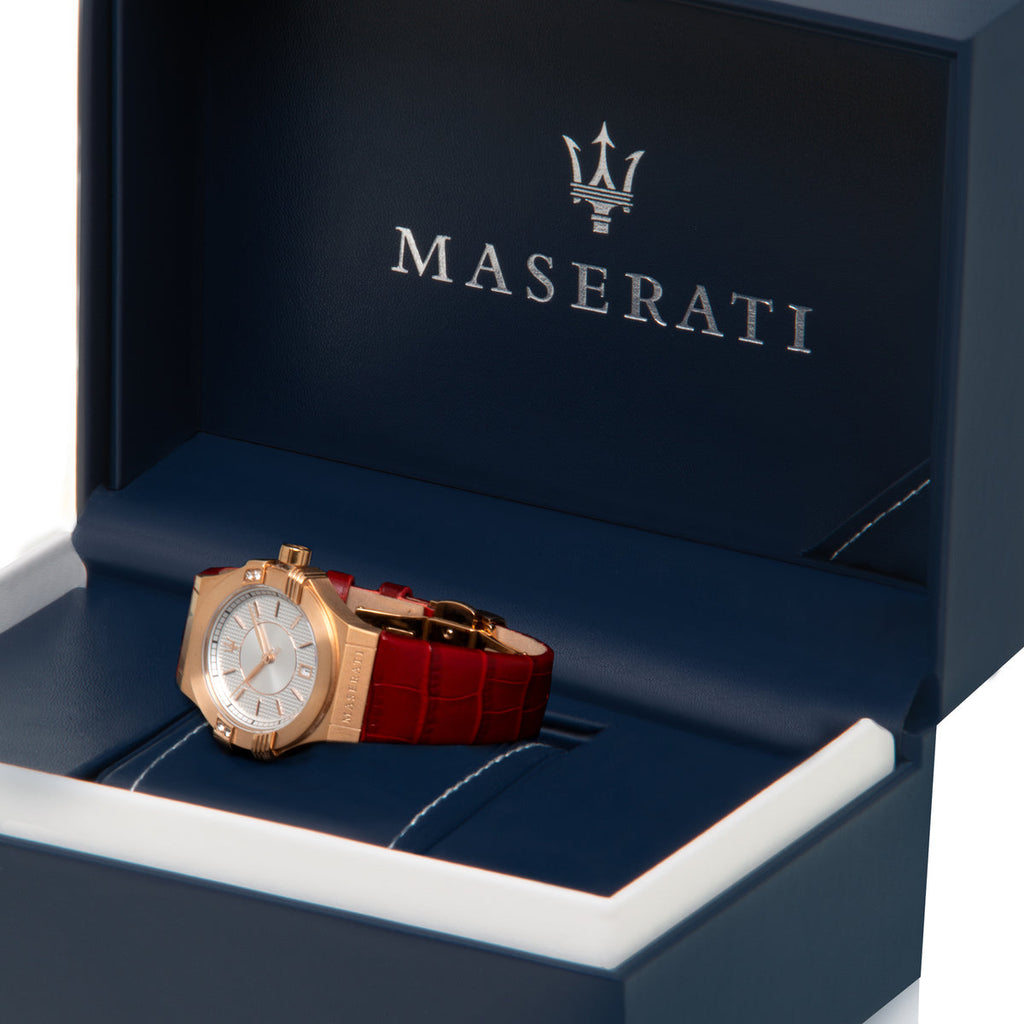 Maserati Potenza Silver Dial Red Leather Strap Watch For Women - R8851108501 Buy Now By Maserati