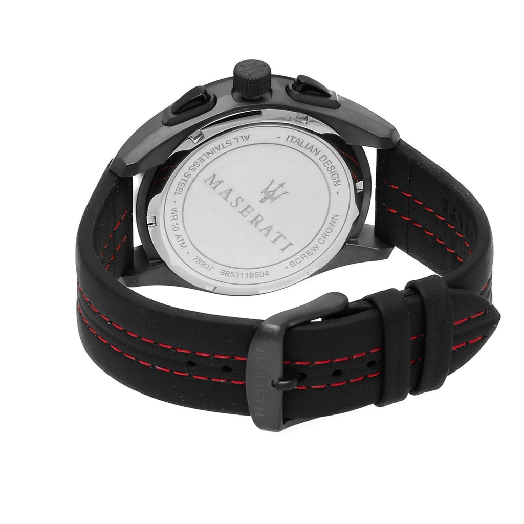 Maserati Traguardo Chronograph Black Dial Black Leather Strap Watch for Men - R8871612023 Buy Now By Maserati
