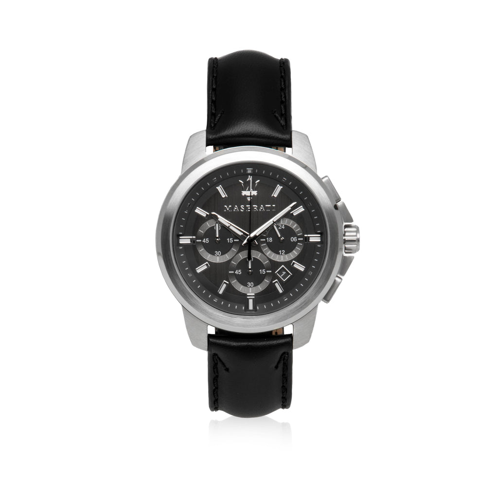 Maserati Successo 44mm Grey Dial Black Leather Strap Watch For Men - R8871621006 Buy Now By Maserati